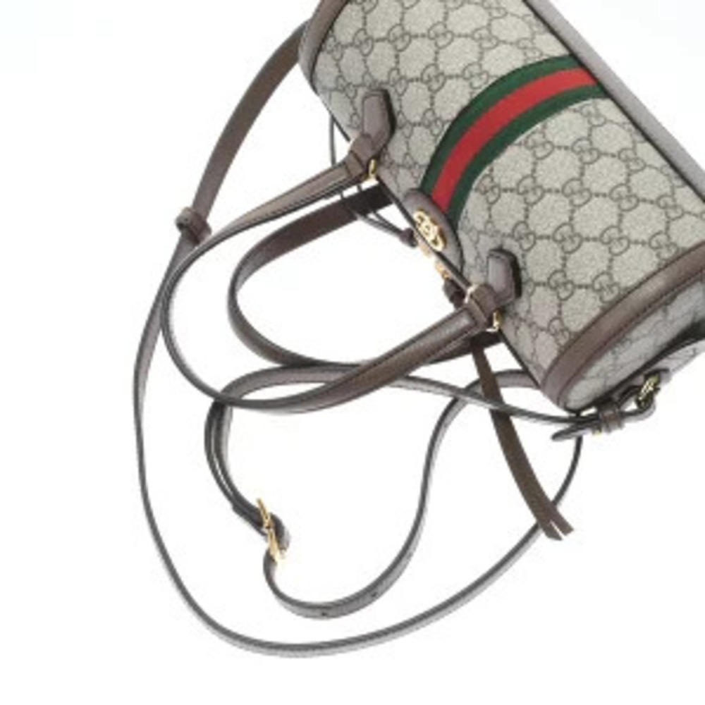 Gucci Ophidia GG Boston Bag Beige Brown Supreme Canvas Leather Shoulder - Picture 3 of 9